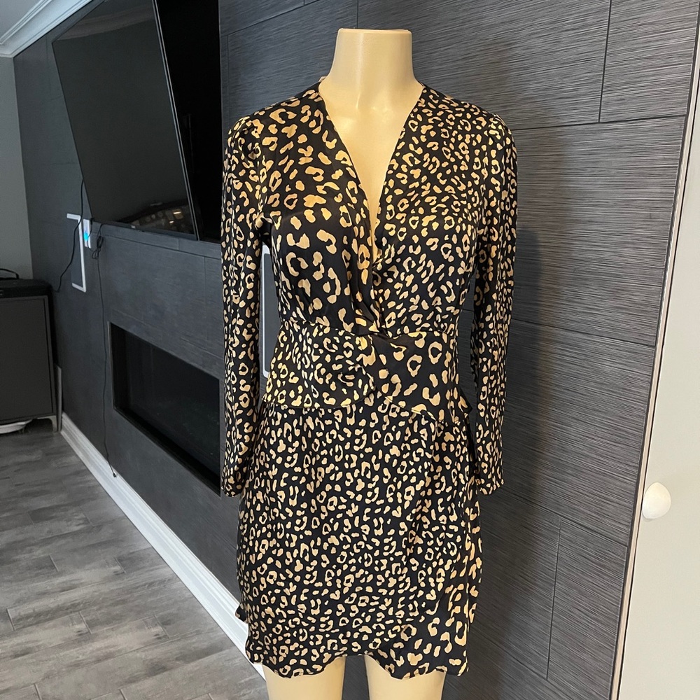 RIXO
Leopard-print silk minidress gold black XS